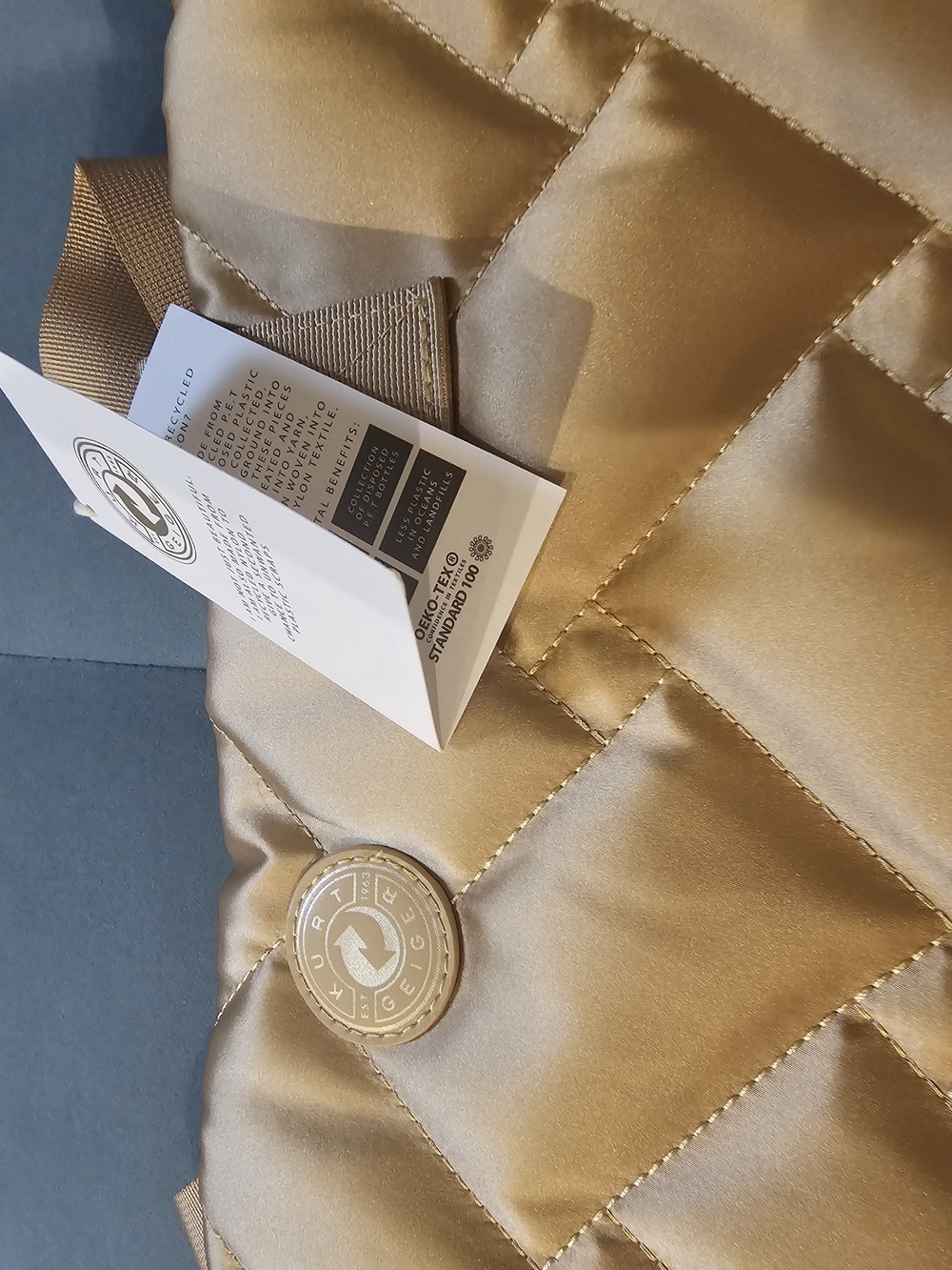 Kurt Geiger Gold Quilted Tote Bag - Picture 3 of 5